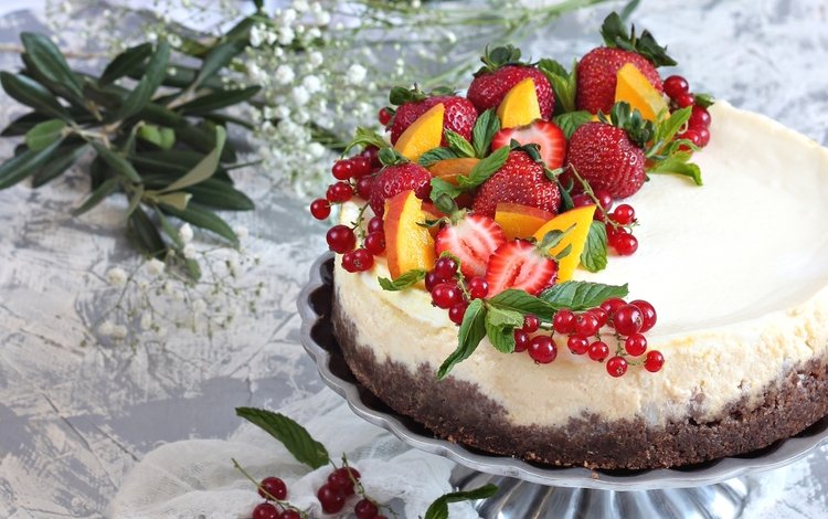 клубника, ягоды, торт, смородина, strawberry, berries, cake, currants
