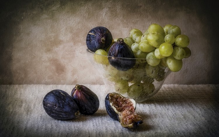 виноград, фрукты, ваза, натюрморт, инжир, grapes, fruit, vase, still life, figs