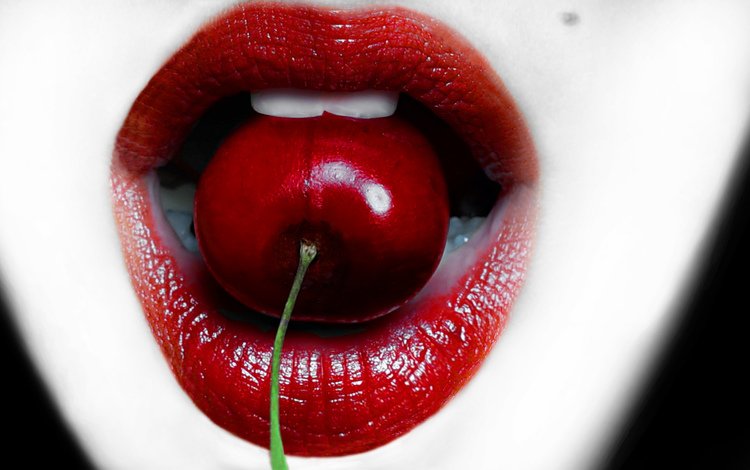 макро, ягода, губы, лицо, вишня, рот, помада, macro, berry, lips, face, cherry, mouth, lipstick