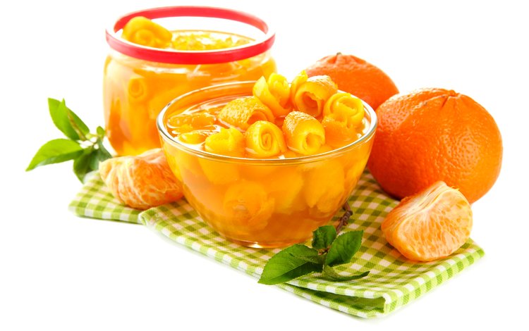 фрукты, белый фон, банка, мандарины, цитрусы, варенье, fruit, white background, bank, tangerines, citrus, jam