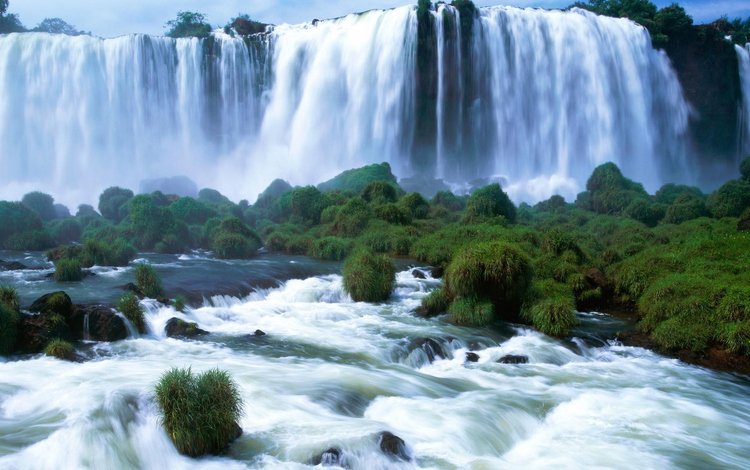 река, пейзаж, водопад, водопад игуасу, river, landscape, waterfall, the iguaçu falls