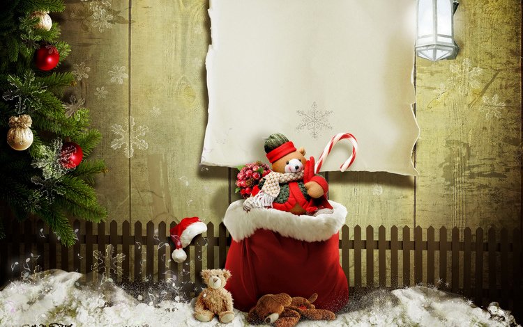 новый год, елка, снежинки, забор, подарки, рождество, рождественские подарки, new year, tree, snowflakes, the fence, gifts, christmas, christmas gifts