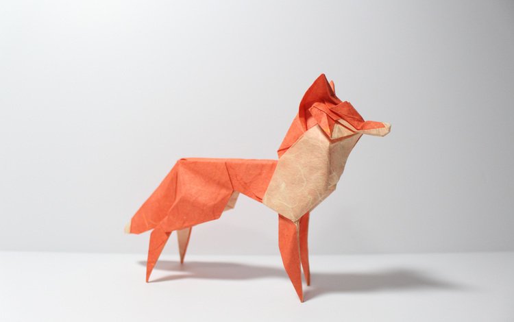 бумага, лиса, оригами, paper, fox, origami