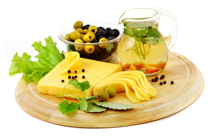 зелень, сыр, чай, оливки, брынза, кувшинчик, greens, cheese, tea, olives, jug