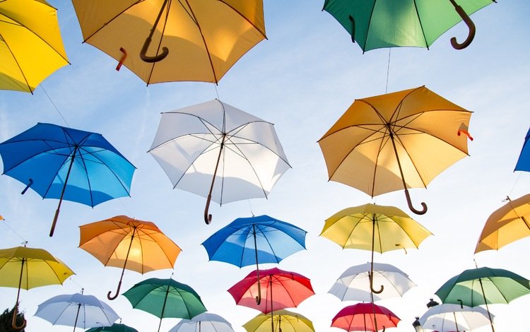 небо, разноцветные, красочные, красивые, зонты, зонтики, the sky, colorful, beautiful, umbrellas