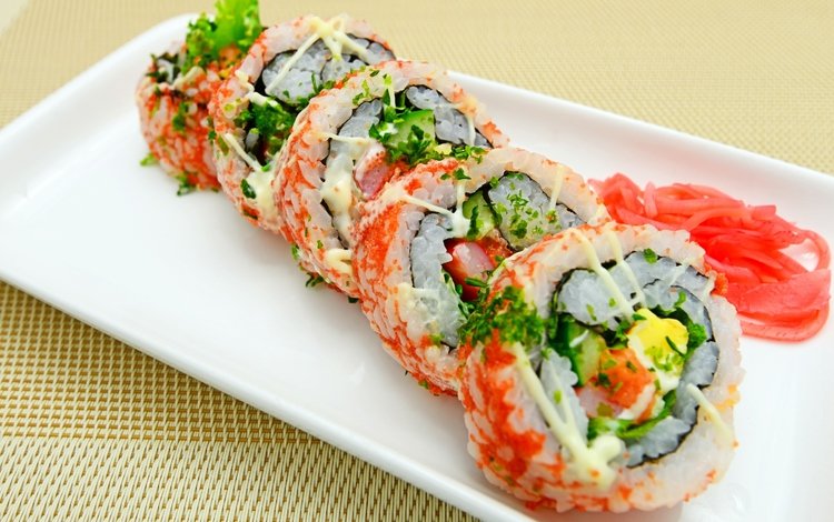 суши, роллы, японская кухня, имбирь, sushi, rolls, japanese cuisine, ginger