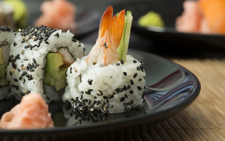 суши, роллы, морепродукты, креветки, креветка, японская кухня, sushi, rolls, seafood, shrimp, japanese cuisine