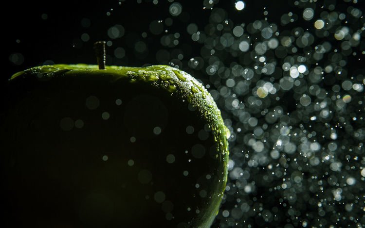 макро, капли, фрукты, фотограф, яблоко, зеленое, hannes hochsmann, macro, drops, fruit, photographer, apple, green