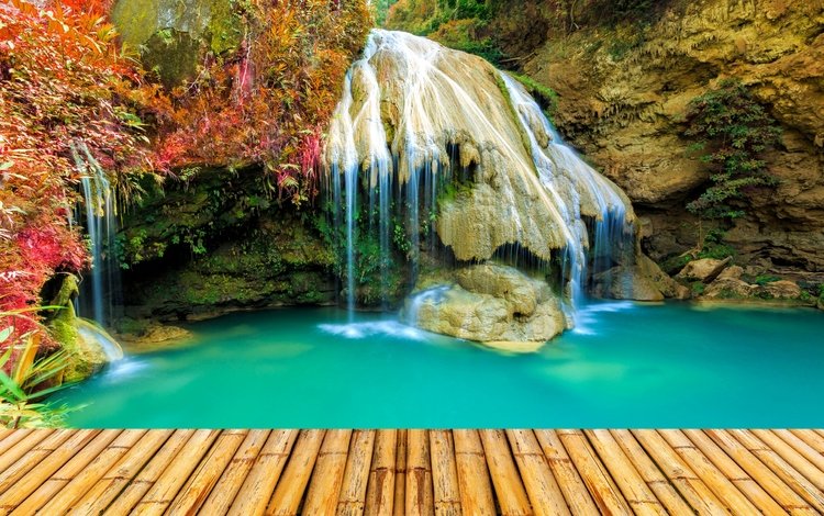 парк, водопад, таиланд, мостки, park, waterfall, thailand, bridges