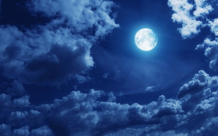 небо, облака, луна, the sky, clouds, the moon
