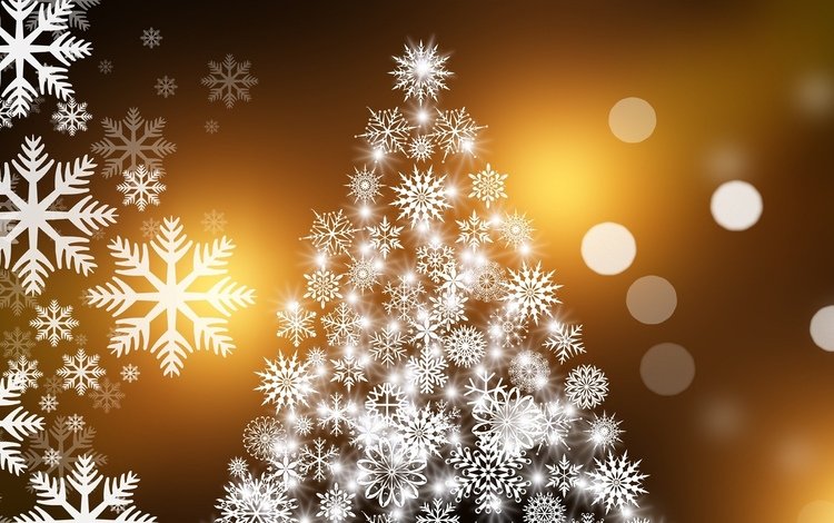 снежинки, новогодняя елка, snowflakes, christmas tree