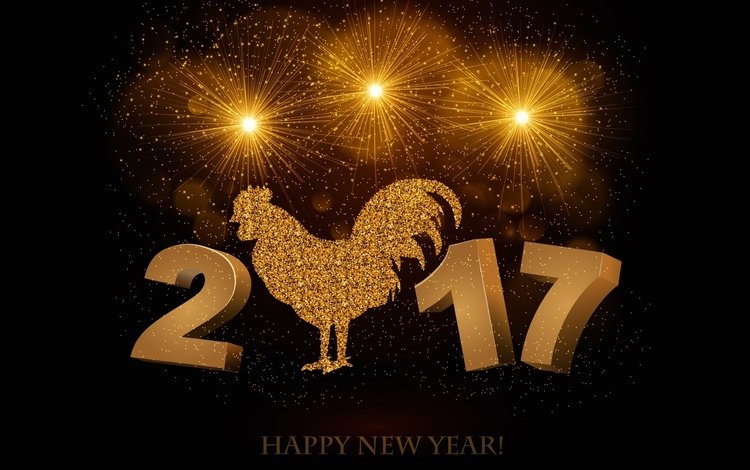 новый год, птица, черный фон, символ года, 2017, new year, bird, black background, symbol of the year