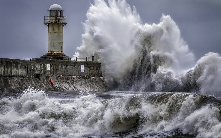 море, маяк, волна, шторм, sea, lighthouse, wave, storm
