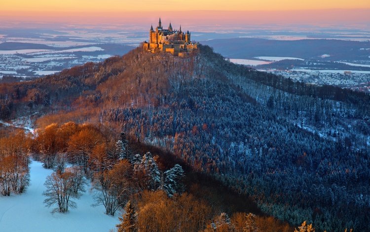 замок, зимнее настроение, hohenzollern, гогенцоллерн в зимний период, castle, winter mood, hohenzollern in winter