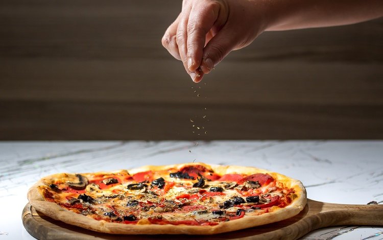 рука, пицца, hand, pizza