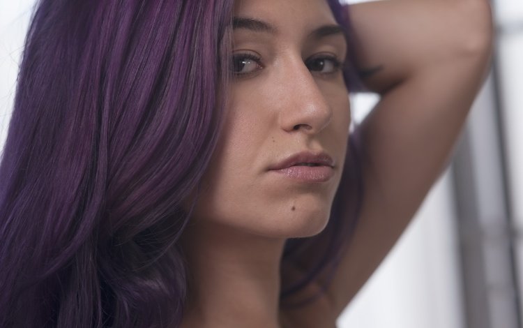 девушка, модель, moon, фиолетовые волосы, girl, model, purple hair