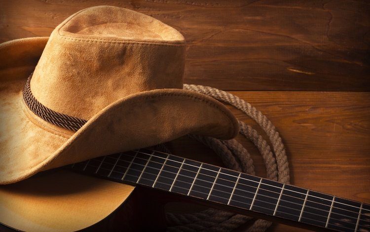 гитара, веревка, шляпа, ушанка, дерева, guitar, rope, hat, wood