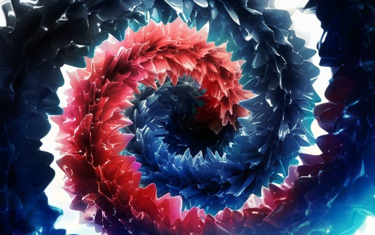 абстракция, синий, красный, графика, спираль, abstraction, blue, red, graphics, spiral