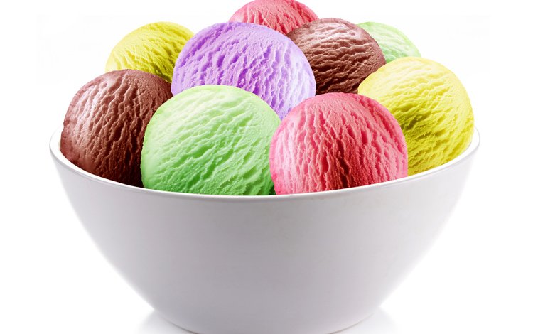 мороженое, разноцветное, сладкое, десерт, ассорти, пиала, ice cream, colorful, sweet, dessert, cuts, bowl