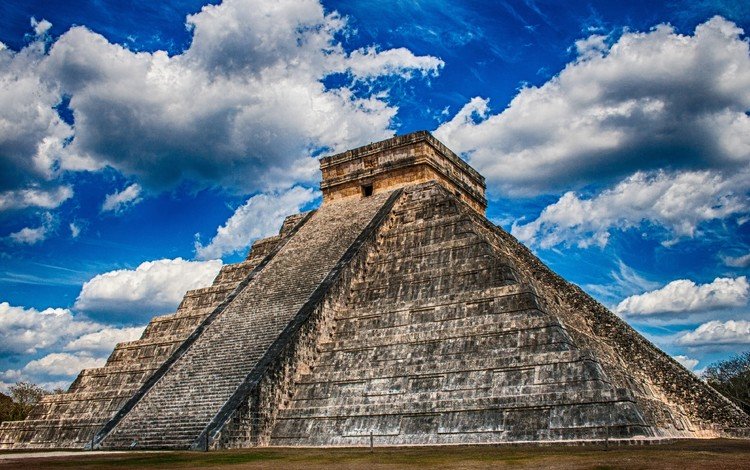 пирамида, майя, hdr, мексика, чичен-ица, юкатан, пирамида кукулькана, цивилизация майя, pyramid, maya, mexico, chichen itza, yucatan