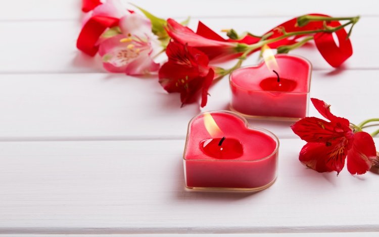 цветы, свечи, сердечки, романтик, краcный,  цветы, cвечи, валентинов день, flowers, candles, hearts, romantic, red, valentine's day