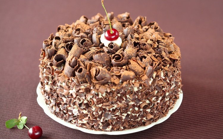 шоколад, торт, вишенка, крем, chocolate, cake, cherry, cream