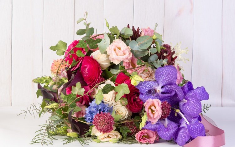 цветы, роза, букет, орхидея, ранункулюс, эустома, flowers, rose, bouquet, orchid, ranunculus, eustoma