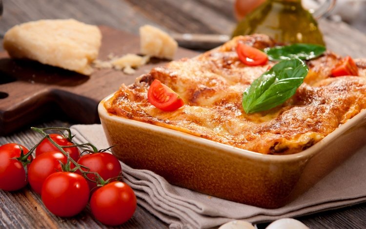 сыр, помидоры, базилик, лазанья, cheese, tomatoes, basil, lasagna