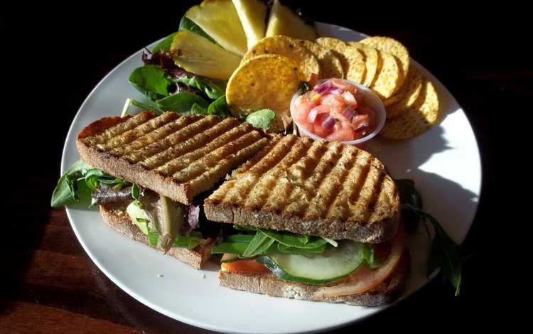 зелень, сэндвичи, бутерброд, хлеб, овощи, ананас, салат, чипсы, сэндвич, огурец, cucumber, greens, sandwiches, sandwich, bread, vegetables, pineapple, salad, chips