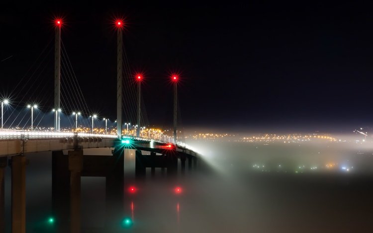огни, туман, мост, транспорт, шотландия, kessock, into the mist, кесок, lights, fog, bridge, transport, scotland, kasok