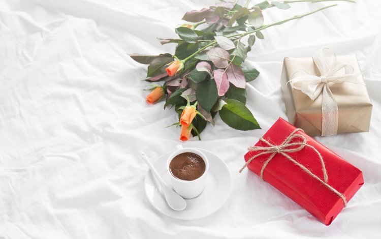 розы, кофе, завтрак, подарок, романтик, роз, влюбленная, valentine`s day, roses, coffee, breakfast, gift, romantic, love, valentine's day