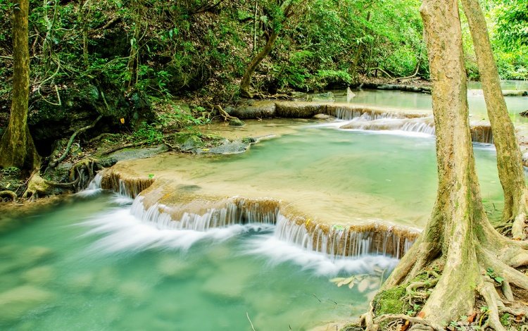 река, лес, водопад, джунгли, ландшафт, тропическая, river, forest, waterfall, jungle, landscape, tropical