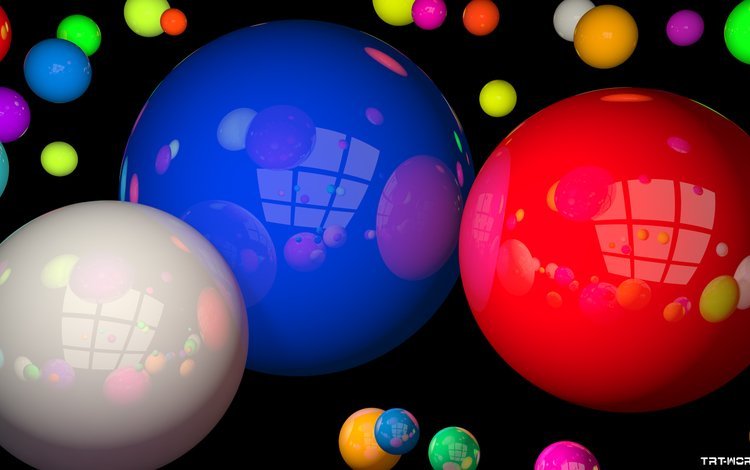 шары, отражение, разноцветные, шарики, цветные, яркие, 3д, balls, reflection, colorful, colored, bright, 3d
