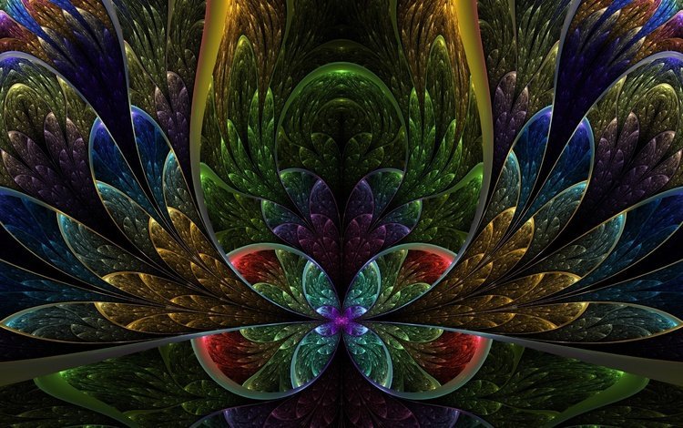 узор, лепестки, разноцветные, цвет, фрактал, pattern, petals, colorful, color, fractal