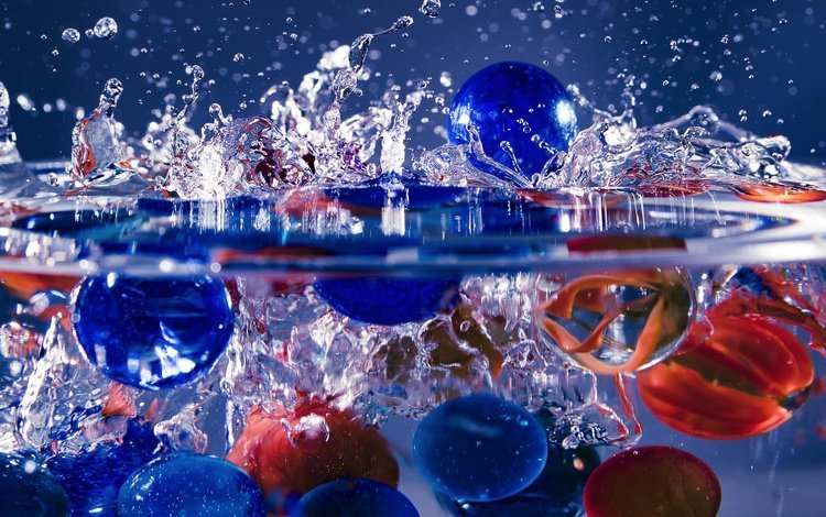 вода, шары, макро, брызги, шарики, стеклянные шарики, water, balls, macro, squirt, glass beads