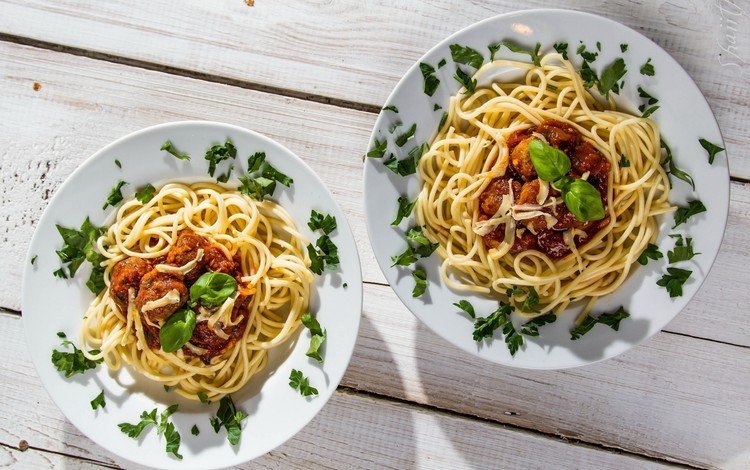зелень, спагетти, соус, лапша, паста, greens, spaghetti, sauce, noodles, pasta
