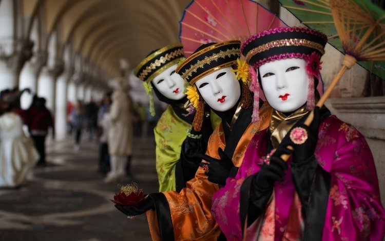 маска, люди, венеция, италия, зонт, костюм, карнавал, mask, people, venice, italy, umbrella, costume, carnival