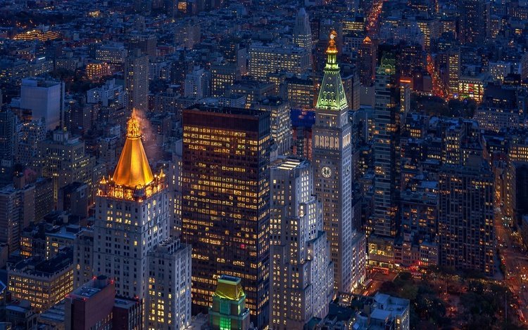 ночь, огни, небоскребы, сша, нью-йорк, манхэттен, night, lights, skyscrapers, usa, new york, manhattan