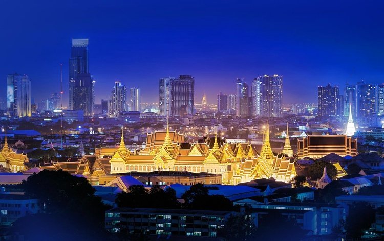 ночь, огни, таиланд, бангкок, большой дворец, night, lights, thailand, bangkok, the grand palace
