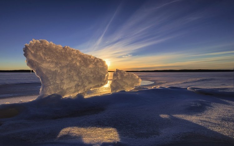 небо, озеро, закат, зима, лёд, финляндия, lake karijärvi, jaala, the sky, lake, sunset, winter, ice, finland