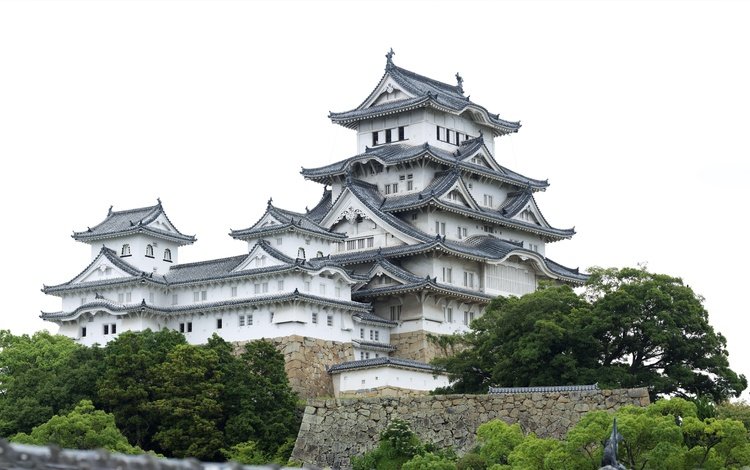 пейзаж, япония, дом, архитектура, замок химэдзи, landscape, japan, house, architecture, himeji castle
