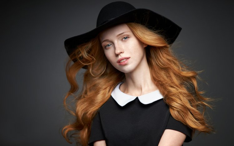 девушка, портрет, взгляд, волосы, шляпа, рыжеволосая, alexander vinogradov, girl, portrait, look, hair, hat, redhead