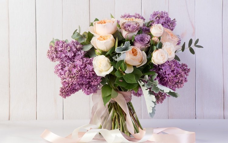 цветы, розы, букет, лента, сирень, flowers, roses, bouquet, tape, lilac