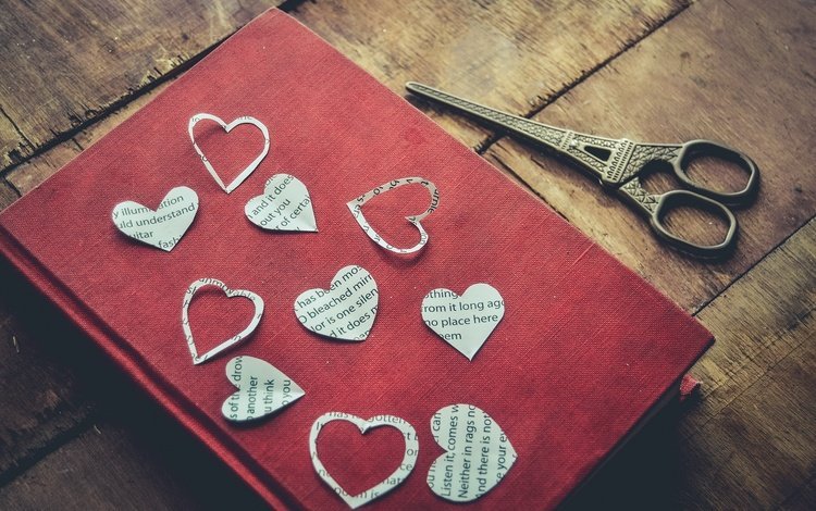 сердце, книга, ножницы, heart, book, scissors