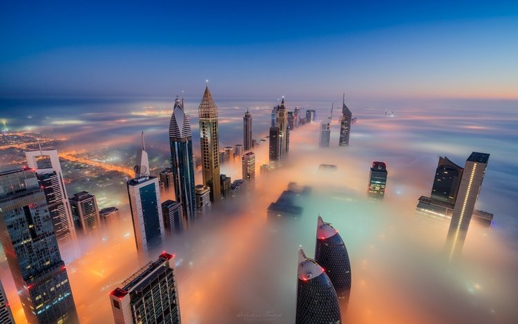 туман, город, небоскребы, дубай, оаэ, fog, the city, skyscrapers, dubai, uae
