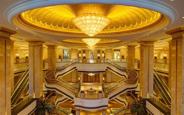 лестница, эскалатор, люстра, отель, оаэ, абу-даби, ladder, escalator, chandelier, the hotel, uae, abu dhabi