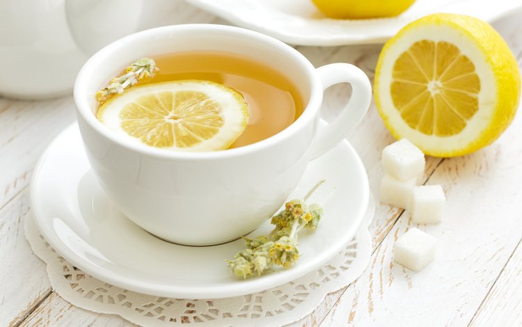 лимон, кружка, блюдце, чай, сахар, lemon, mug, saucer, tea, sugar