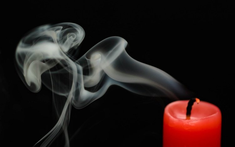 макро, дым, черный фон, свечка, свеча, macro, smoke, black background, candle