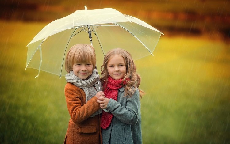 настроение, улыбка, осень, дети, девочка, дождь, зонт, мальчик, mood, smile, autumn, children, girl, rain, umbrella, boy