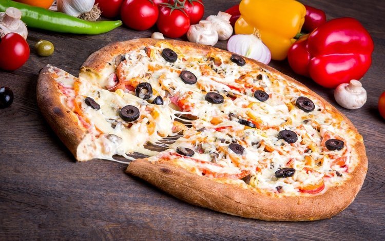 овощи, перец, пицца, маслины, vegetables, pepper, pizza, olives